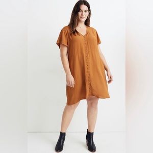 Madewell Burnt Orange Button Down Short Sleeve Dress
